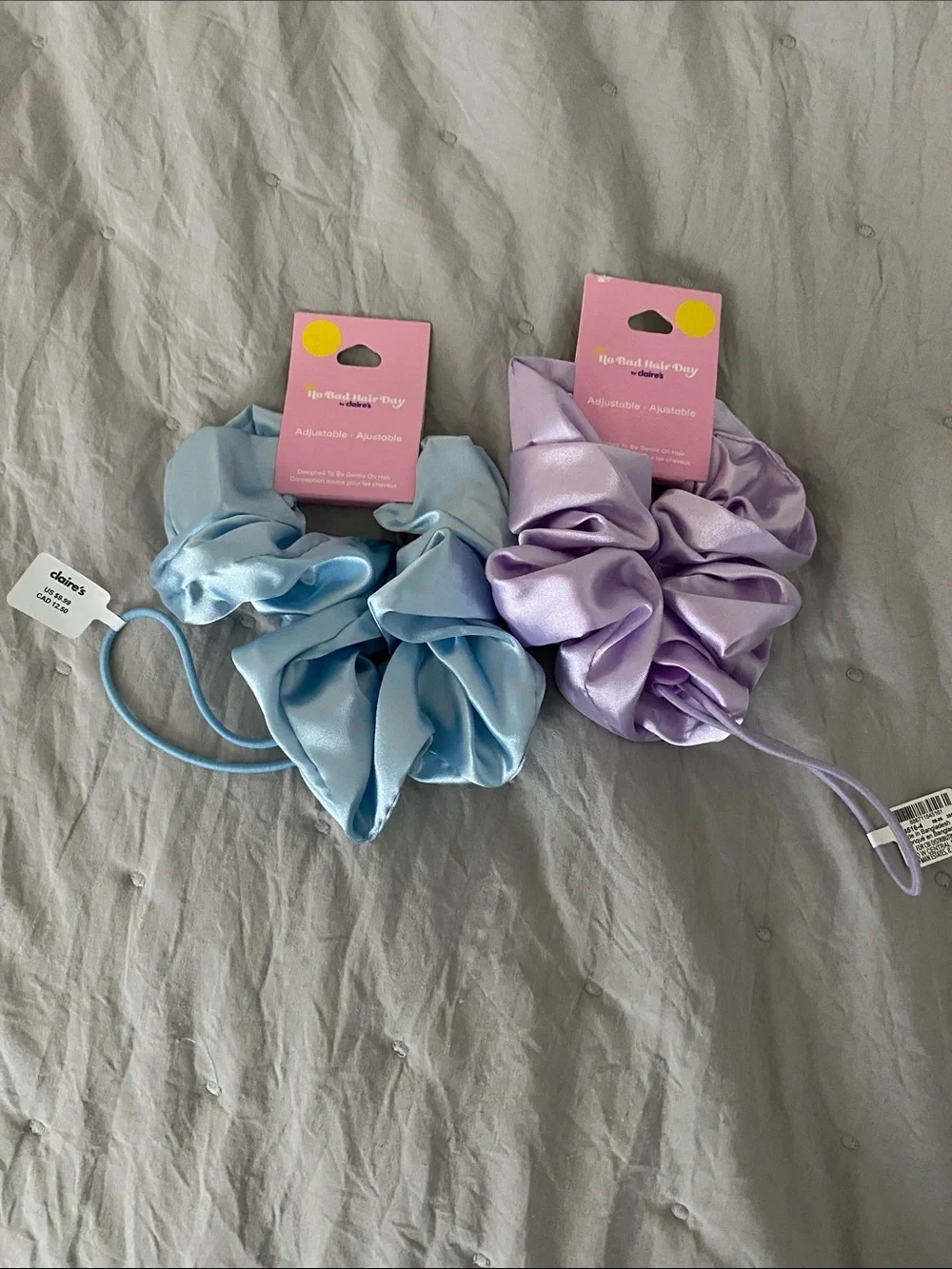 NWT Claire's Satin Scrunchie Set - Blue & Lavender